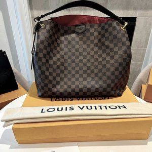 Authentic LV Graceful MM Damier Ebene/Red